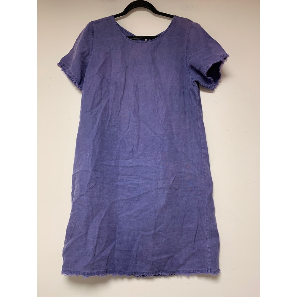 Tommy Bahama Linen Shift Dress Womens Small Purple Excellent Fringe Trim 12315